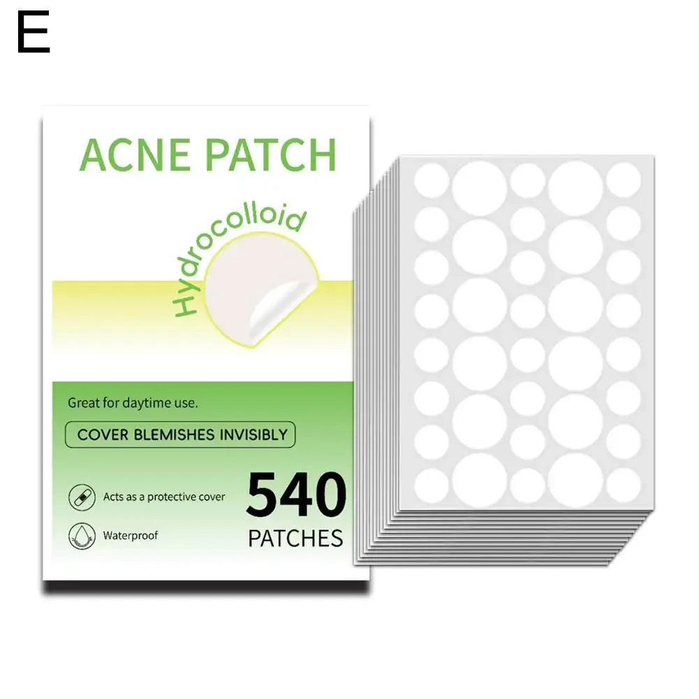 Mixed Sizes Hydrocolloid Acne Pimple Patches Invisible Acne Circle/Star/Heart Stickers For Face Zits, Blemish Spots Skin Care Peaceful Pleasures Health and Wellness E-540pcs
