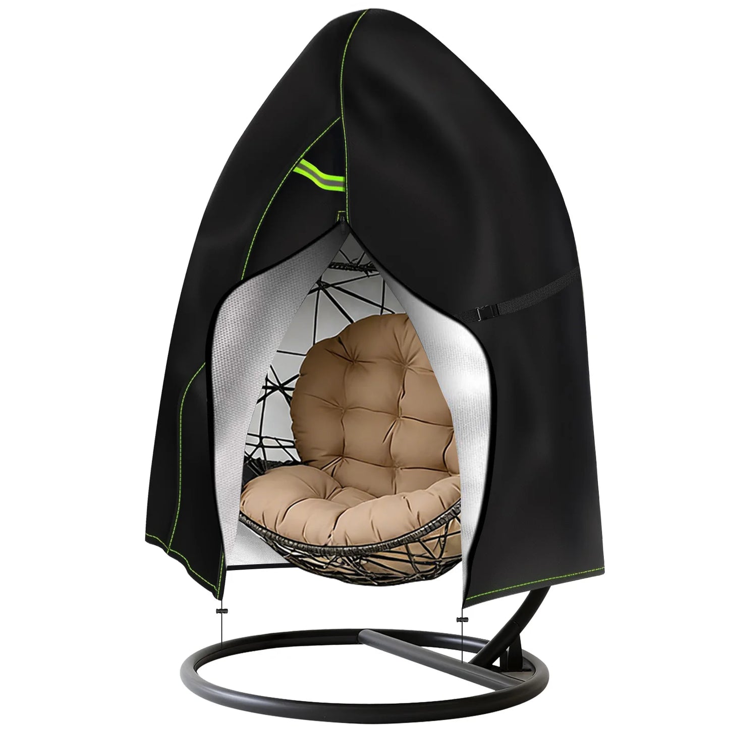 Hanging Chair Cover with Zipper Waterproof Anti UV Weather Resisatant Outdoor Garden Swing Egg Chair Seat Furniture Protector Peaceful Pleasures Health and Wellness Upgrade black 115x190CM