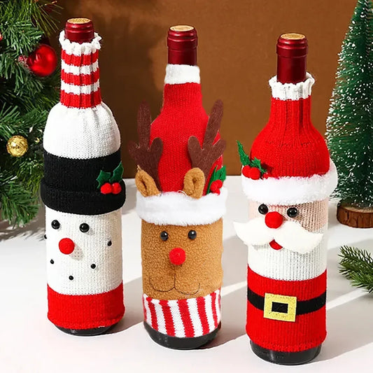 Christmas Decorations Knitted Wool Belts Old Man Wine Bottle Covers Set Table Decorations Kitchen Cute Cartoon Decorations New Peaceful Pleasures Health and Wellness
