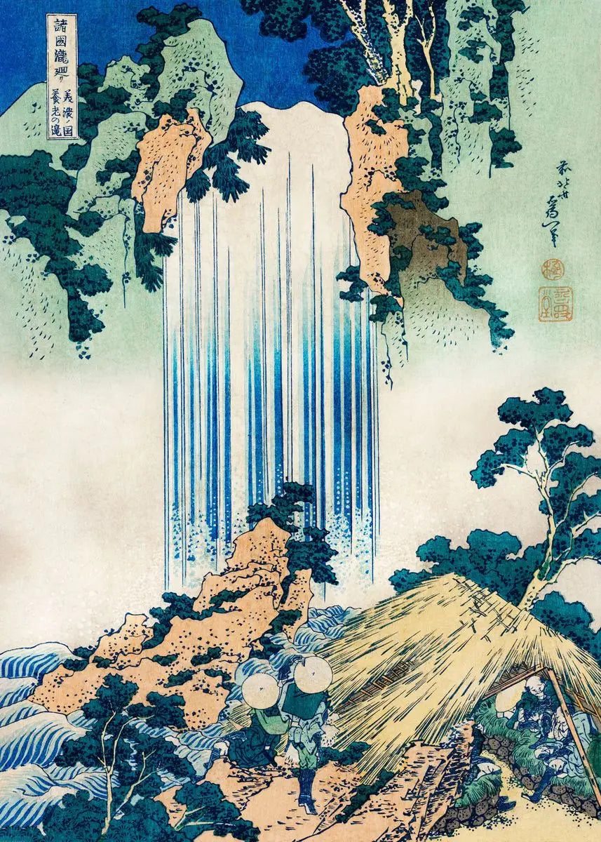 Hokusai Japanese Waterfall Ukiyo-e Canvas Wall Art Poster Canvas Wall Art Peaceful Pleasures Health and Wellness