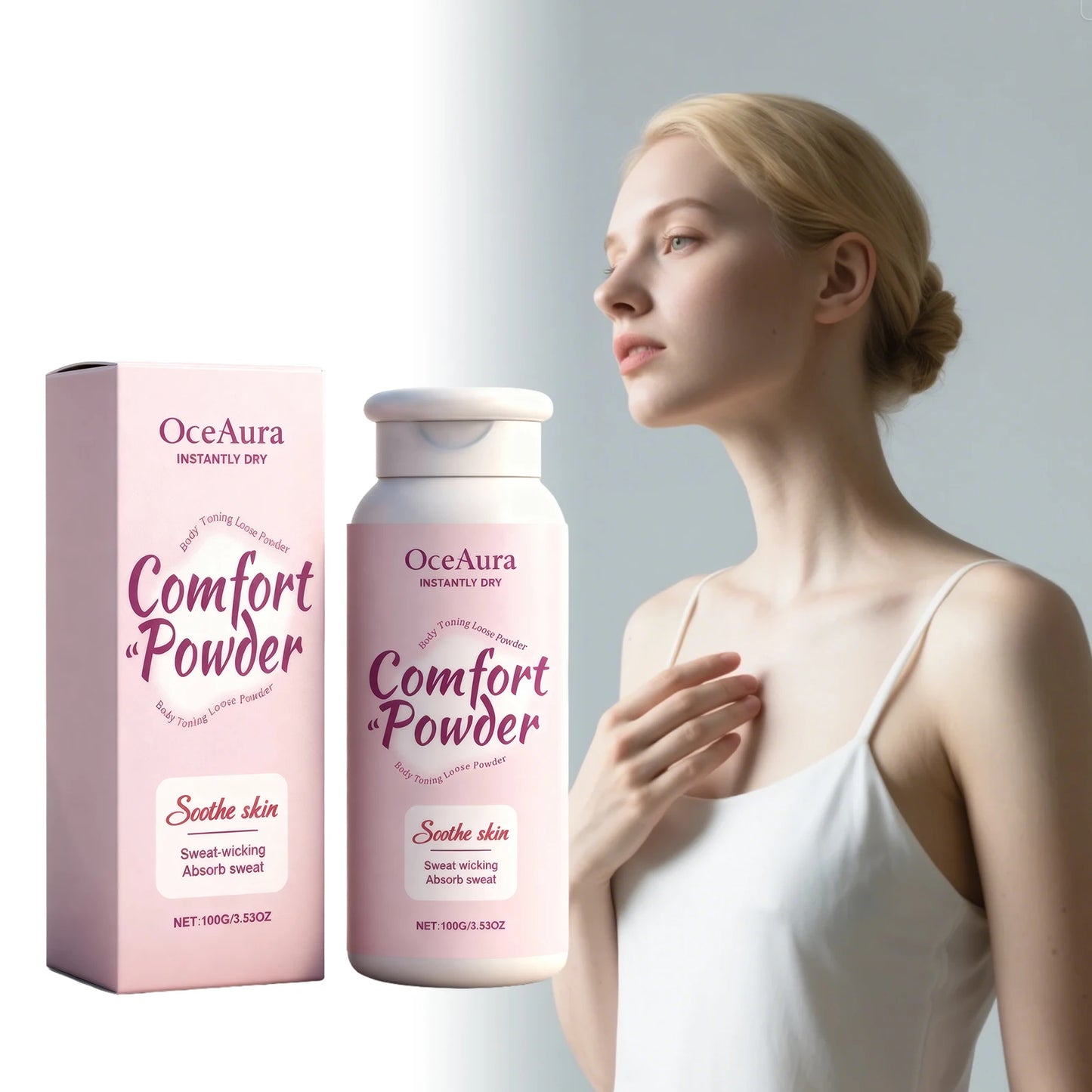 OceAura Comfort Talcum Body Powder – Sweat Absorbing 100g