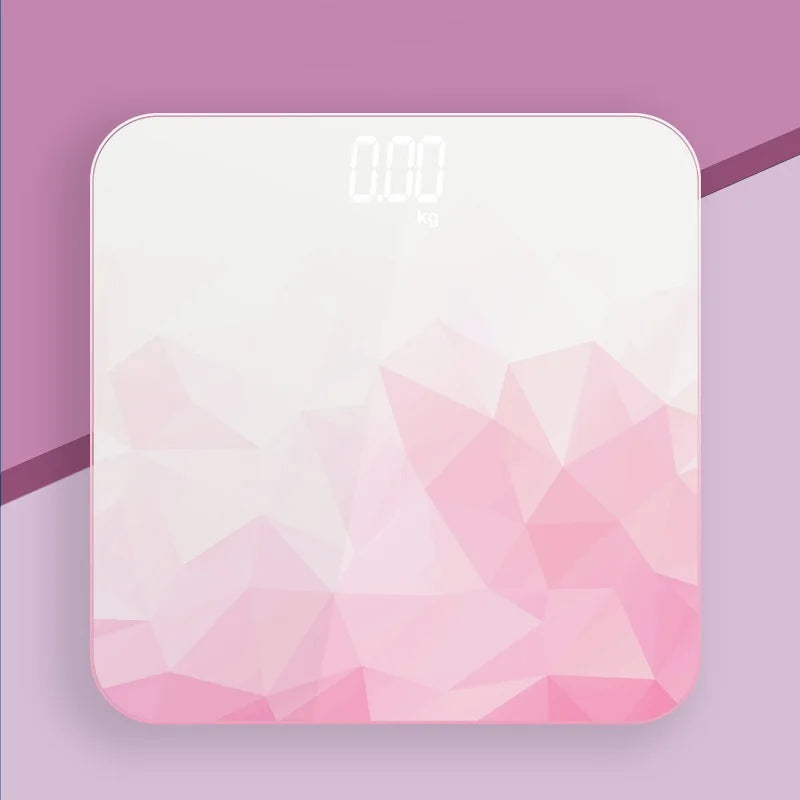 Digital Bathroom Scale 7 Styles Intelligent LCD Display High-Strength Weighing Scales with Temperature Feature Weight management Peaceful Pleasures Health and Wellness Geometric Pink