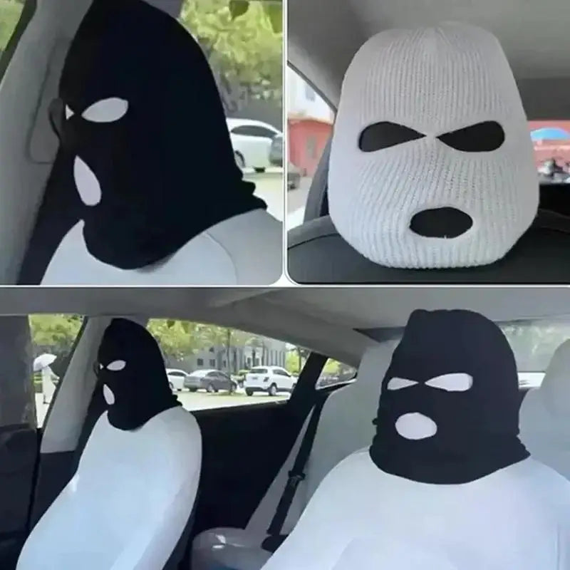 3-hole Car Seat Headrest Full Face Cover Ski Mask Hat Anti Ash Protection For Car Interior Seats Funny Cover Decoration Peaceful Pleasures Health and Wellness
