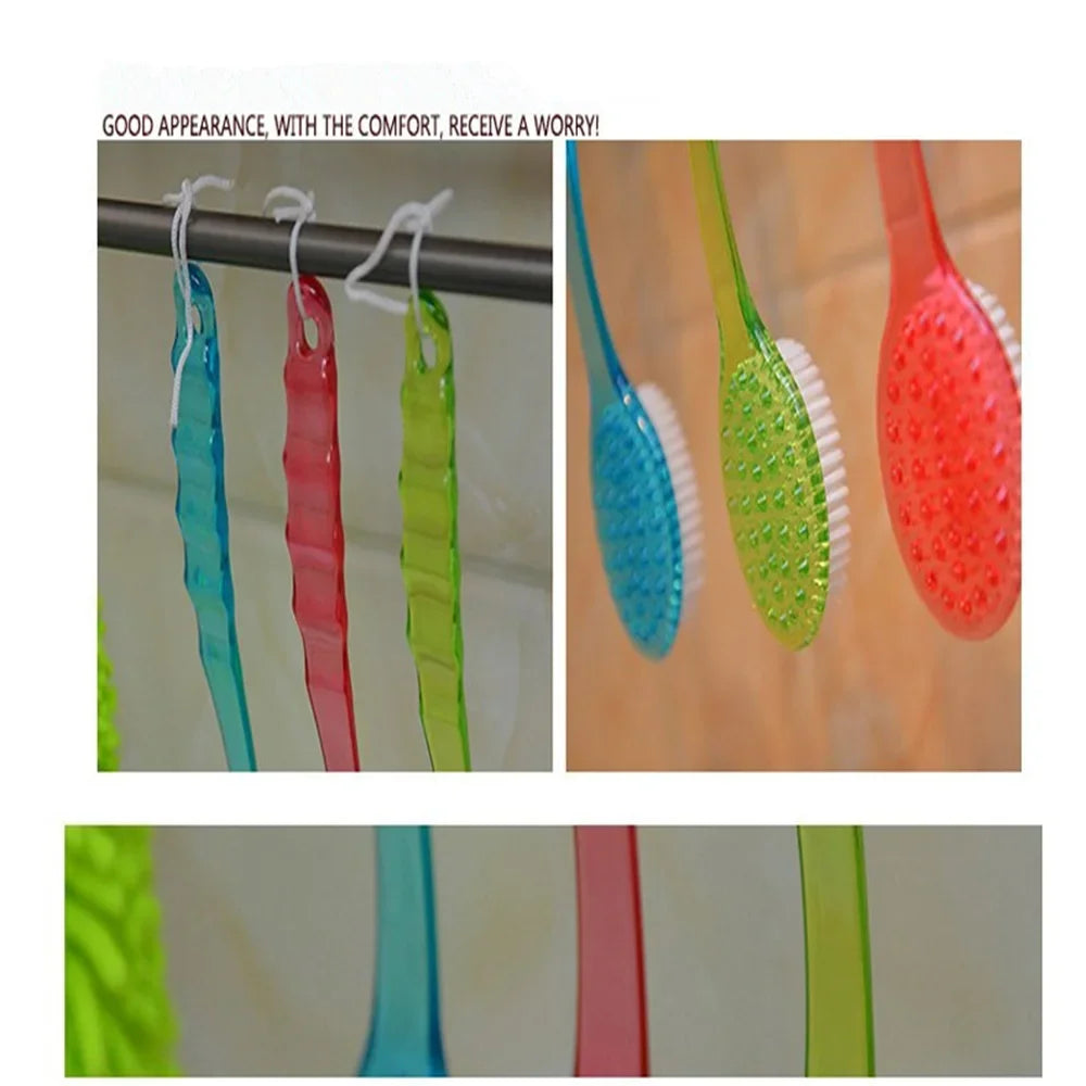 Bath Brush Back Body Bath Shower Sponge Scrubber Brushes With Handle Exfoliating Scrub Skin Massager Exfoliation Bathroom Brush Peaceful Pleasures Health and Wellness