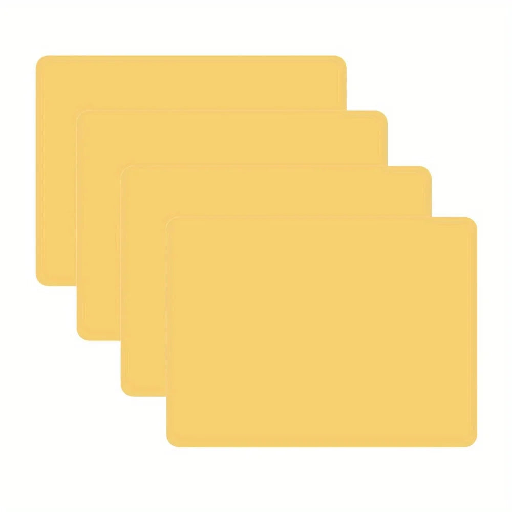 Leeseph 4pcs Silicone Placemats, Non-Slip Waterproof, Stain Resistant, Countertop Protector, Kitchen Counter Mat, Heat Resistant Peaceful Pleasures Health and Wellness YELLOW 40x30 cm