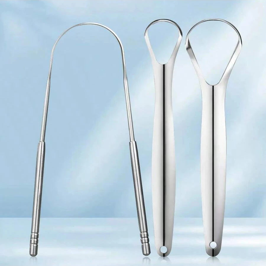 Stainless Steel Tongue Scraper for Adults – 3 Pack