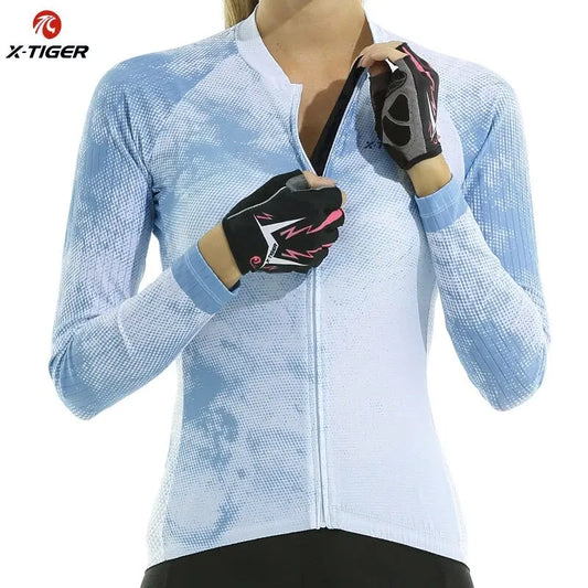 X-Tiger Women's Long Sleeve Cycling Jersey | Breathable Bike Top Cycling Jersey Oasis Select