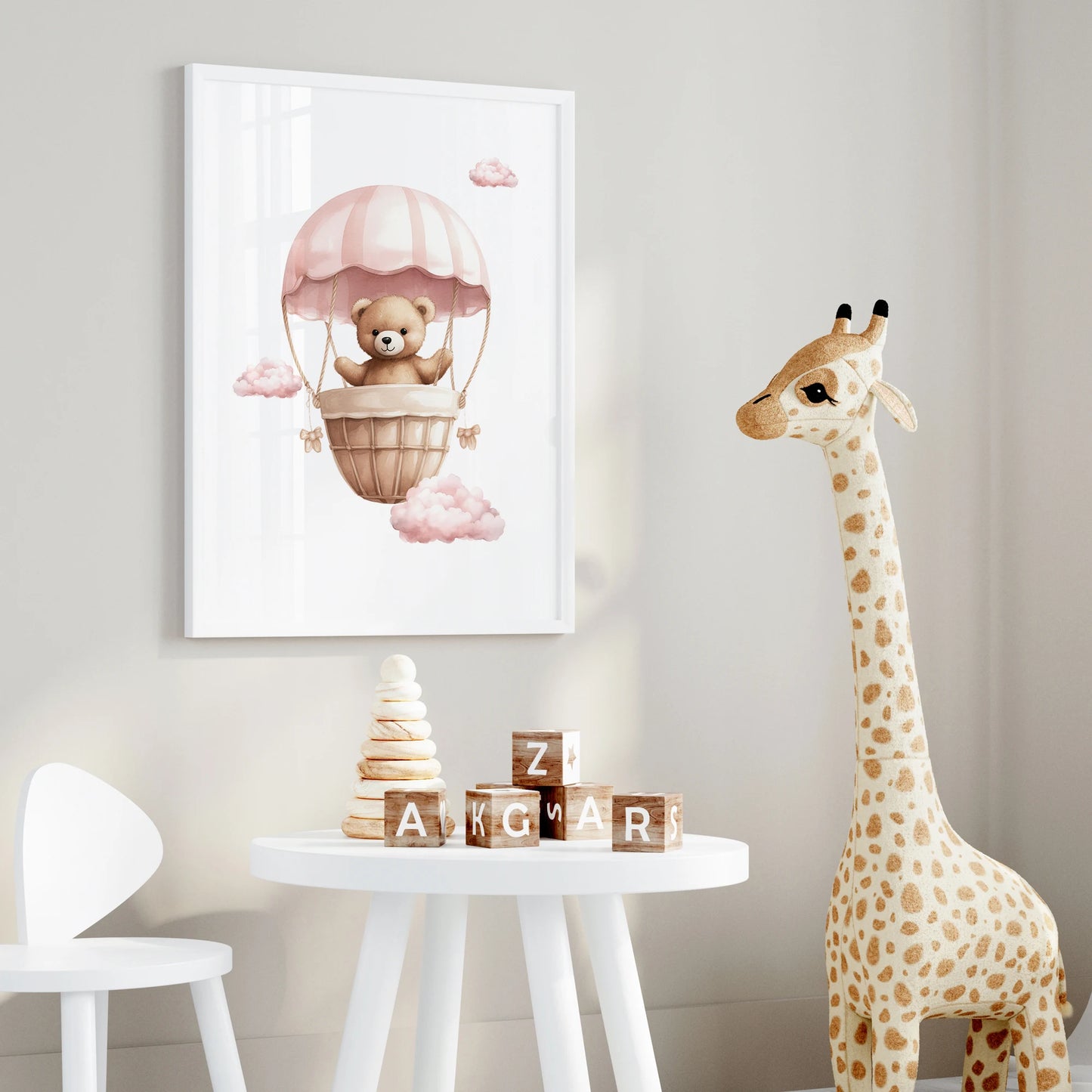 Pink Bear Series 3pcs Wall Art Prints Canvas Painting Poster Picture For Living Bedroom Kids Play Room Home Decor Peaceful Pleasures Health and Wellness G2554-2 40x60cm Black Frame
