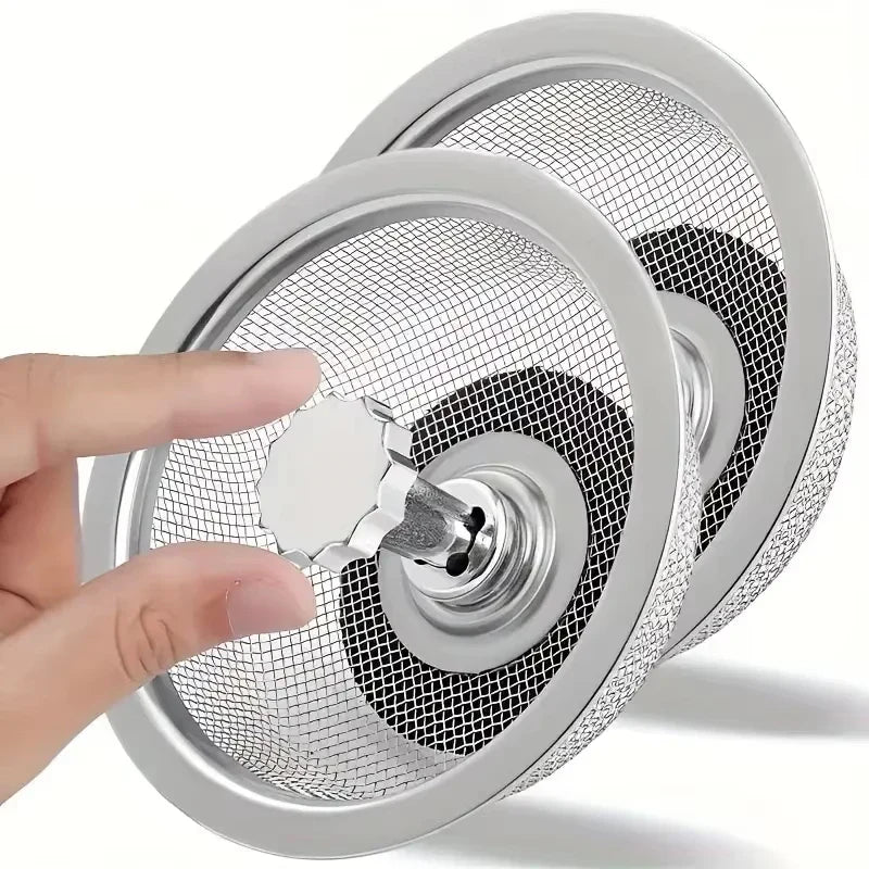 2-Pack Stainless Steel Kitchen Sink Strainer with Handle & Stopper