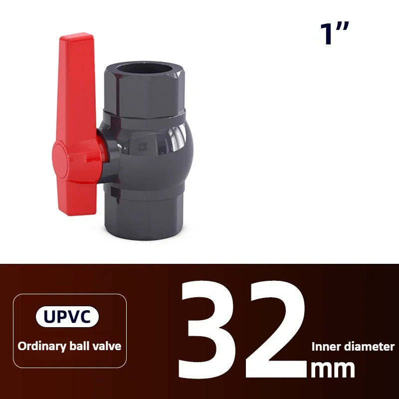 PVC Ball Valve DN15–DN50 Long Handle Dark Gray Pipe Fitting