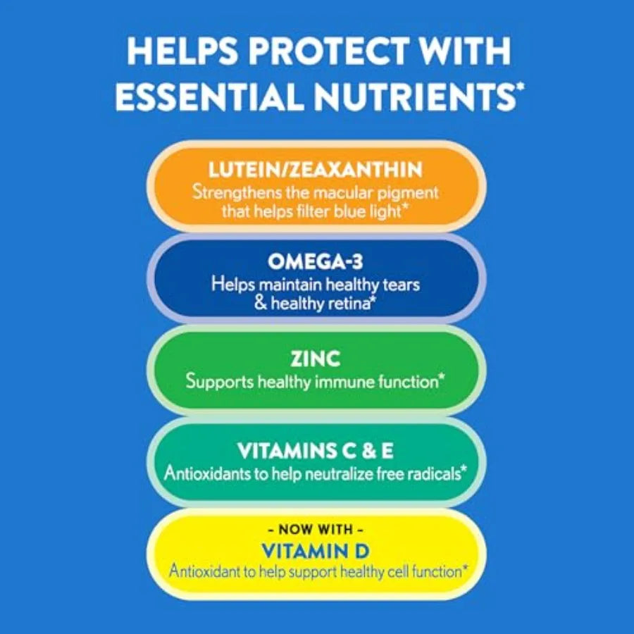50+ Eye Vitamin & Mineral Supplement – Vision & Ocular Health with Lutein, Omega-3, Zinc, Vitamins C & E