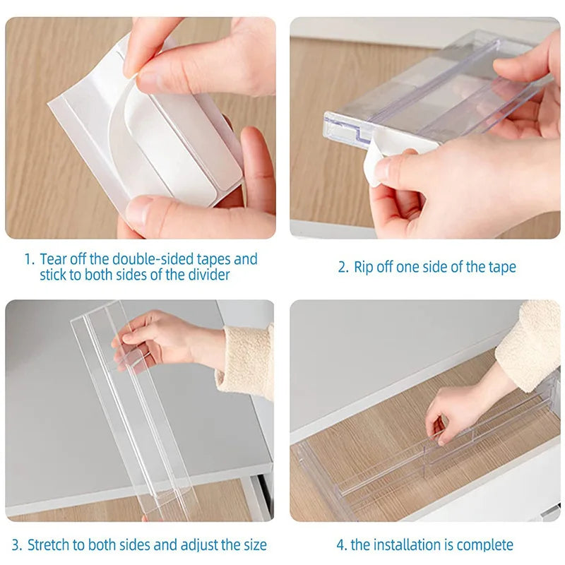 Adjustable Clear Drawer Dividers – Expandable 28–52cm Organizer