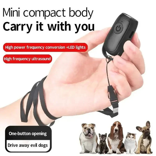 USB Rechargeable Ultrasonic Anti Bark Deterrent Device Portable Long Distance Dog Barking Control Trainer with LED Light Outdoor Peaceful Pleasures Health and Wellness