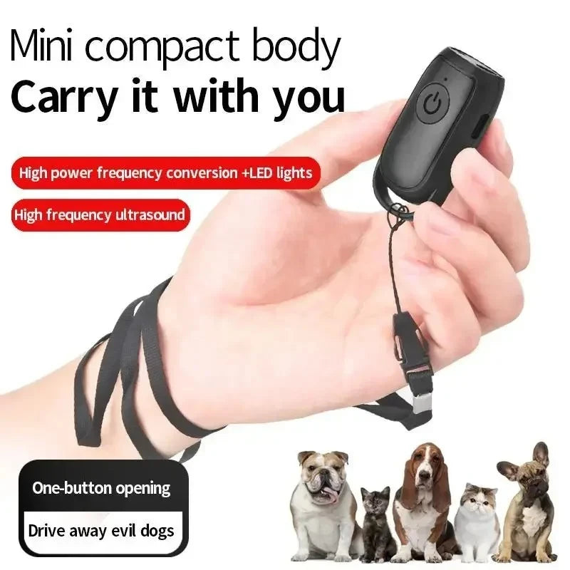Ultrasonic Portable Anti Bark Deterrent Device USB Rechargeable Long Distance Dog Barking Control Trainer with LED Light Outdoor Peaceful Pleasures Health and Wellness
