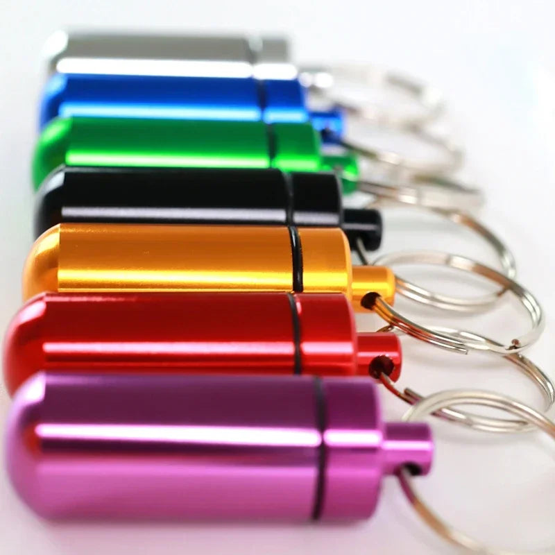 Mini Portable Pill Box Waterproof Aluminum Cases Tablets Bottle Medicine Vitamin Pillboxs Fish Oils Container Organizer Storage Peaceful Pleasures Health and Wellness