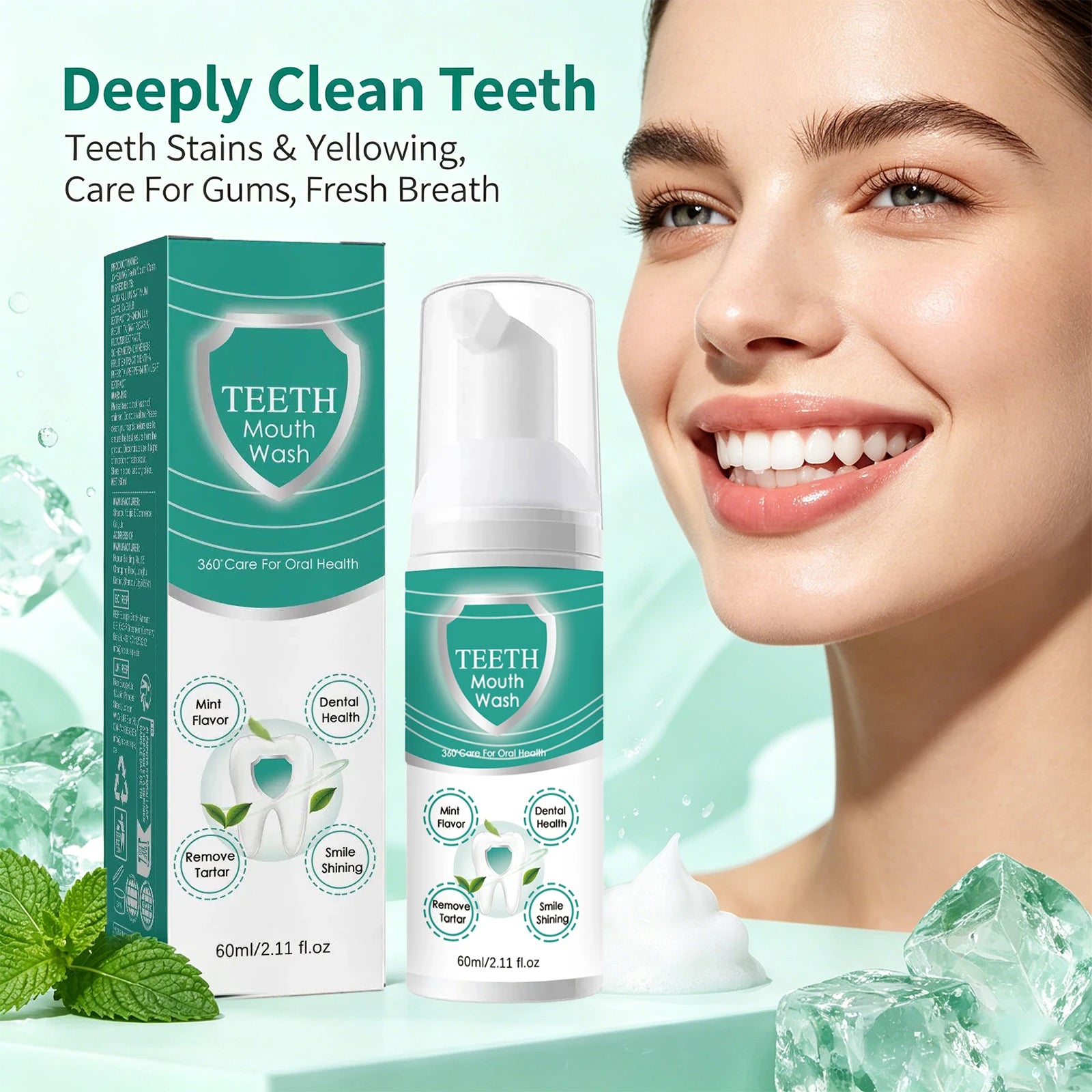 Foam Tooth Cleaning Mousse Teeth Whitening Removing Yellow Teeth Stains Gum Protection Freshens Breath Daily Oral Care Peaceful Pleasures Health and Wellness