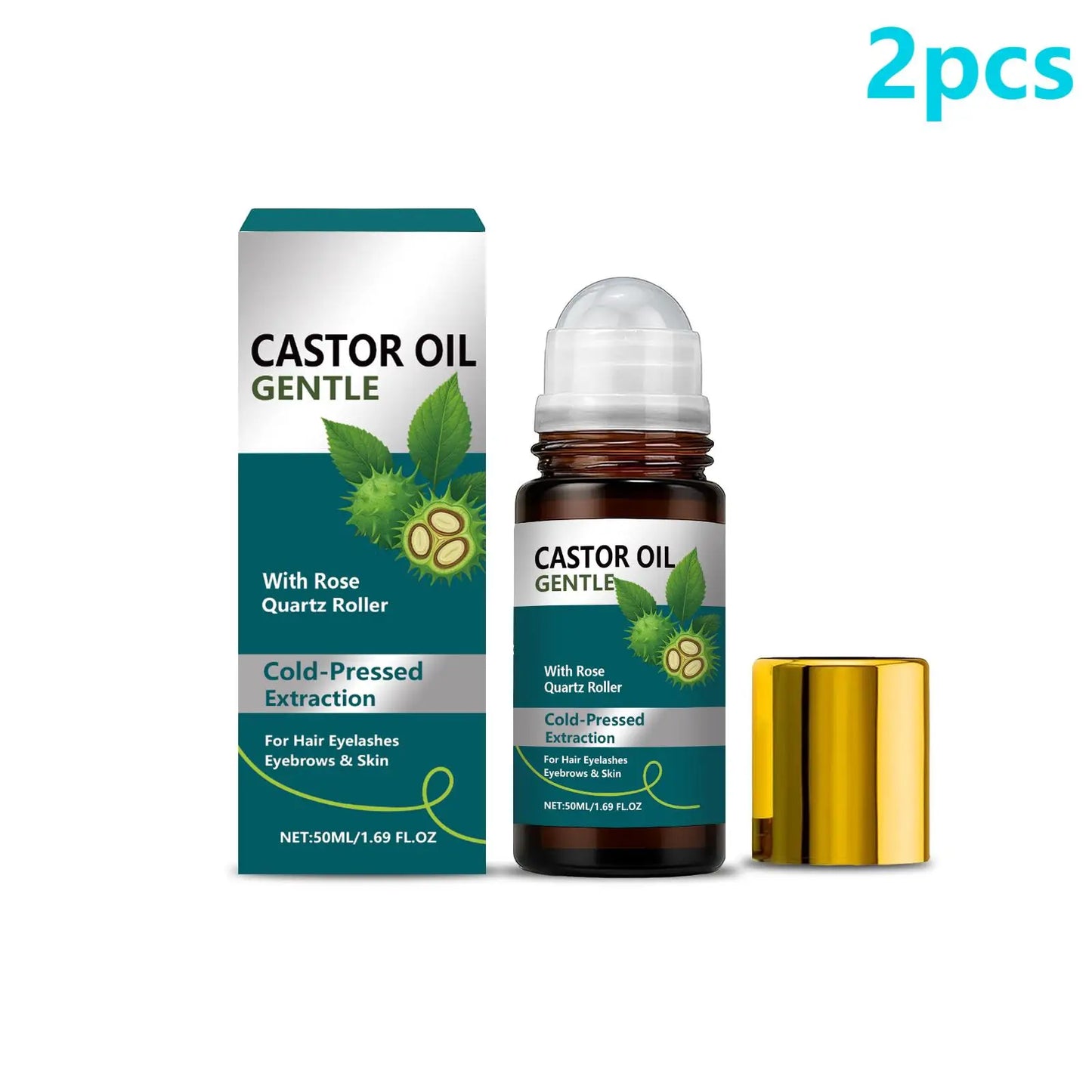 Cold-Pressed Castor Oil Roller | Hair, Lashes & Skin Care 50ml