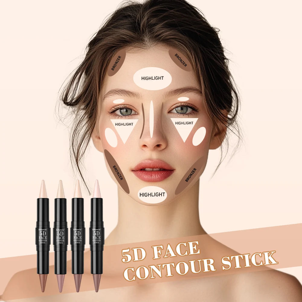 Contouring Stick with Double-headed Concealer Highlighter for Three-dimensional Nose Bridge Shadow V Face High Nose Bridge Peaceful Pleasures Health and Wellness