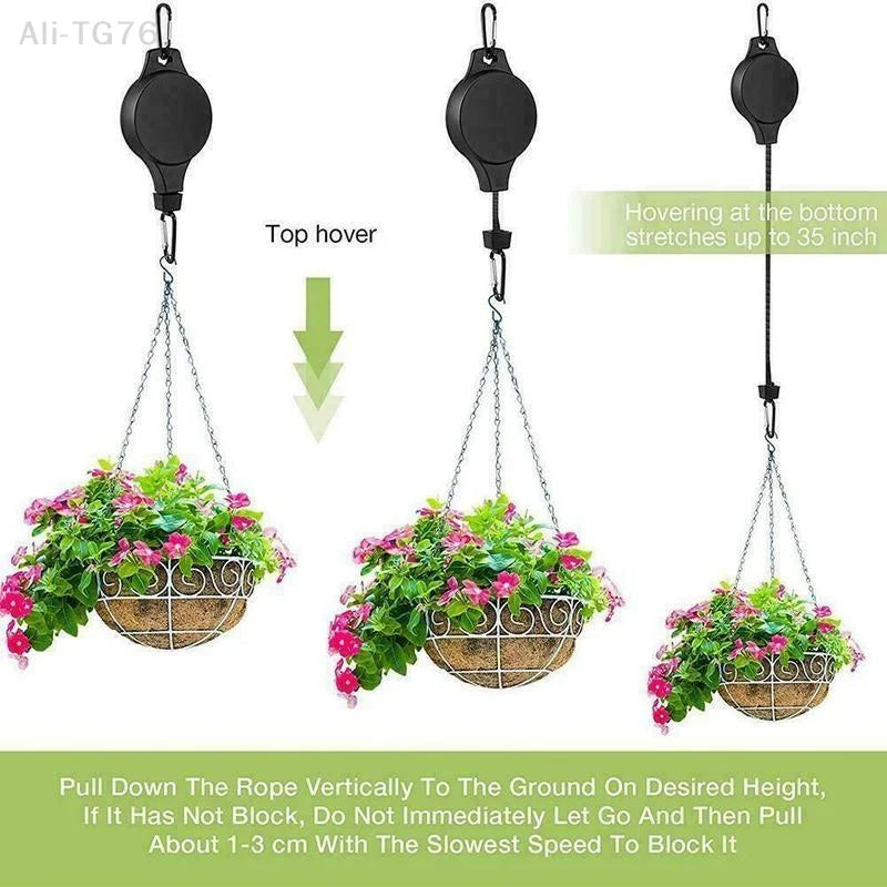 Adjustable Retractable Plant Pulley Hanger Hook | Pots & Baskets