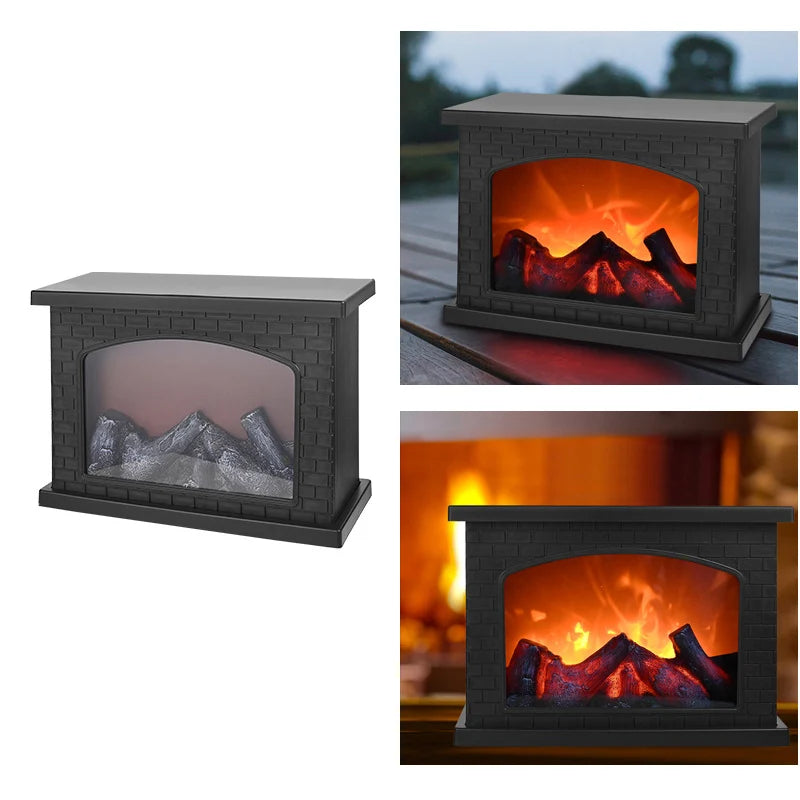 Christmas Fireplace LED Flame Table Lamp | Holiday Home Décor