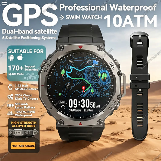 Ola Esporte HW12 Military GPS Smart Watch | AMOLED, 5ATM, 170+ Sports GPS Smartwatch Peaceful Pleasures Health and Wellness
