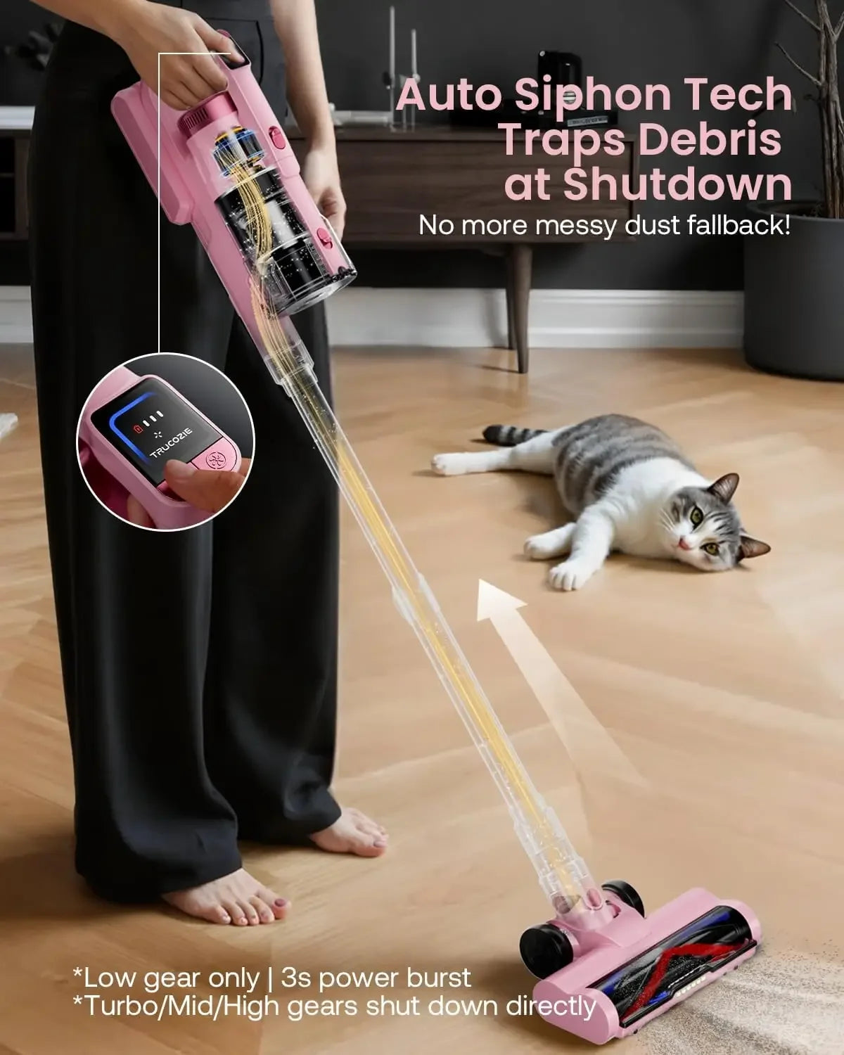 Cordless Vacuum Cleaner with 60Kpa Suction, 70min Runtime, Green LED Light for Pet Hair on Floors & Carpet Peaceful Pleasures Health and Wellness