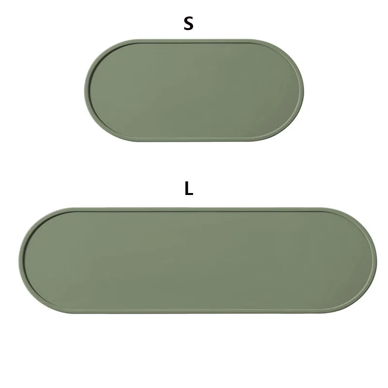 1Pc Oval Kitchen Utensils Silicone Non-slip Heat-resistant Pad Condiment Jar Holder Silicone Mat Condiment Jar Base Pad Peaceful Pleasures Health and Wellness Green S Oval