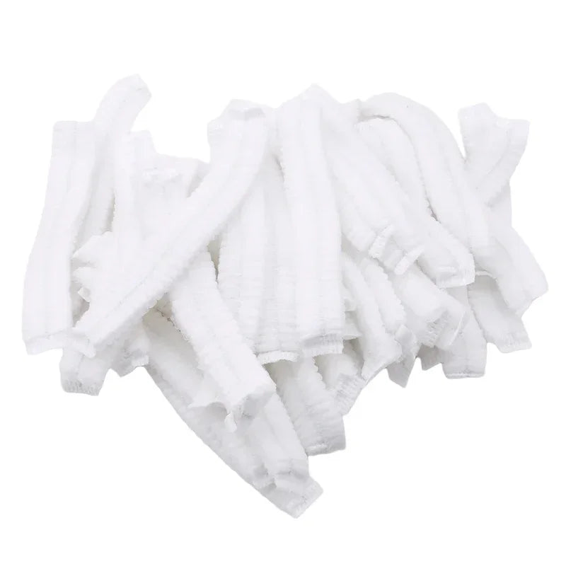 100pcs/Pack Disposable Bathing Cap Hair Head Covers Net Bouffant Dustproof Anti Dust Caps Breathable Shower Bathing Hats Kitchen Peaceful Pleasures Health and Wellness White 300pcs