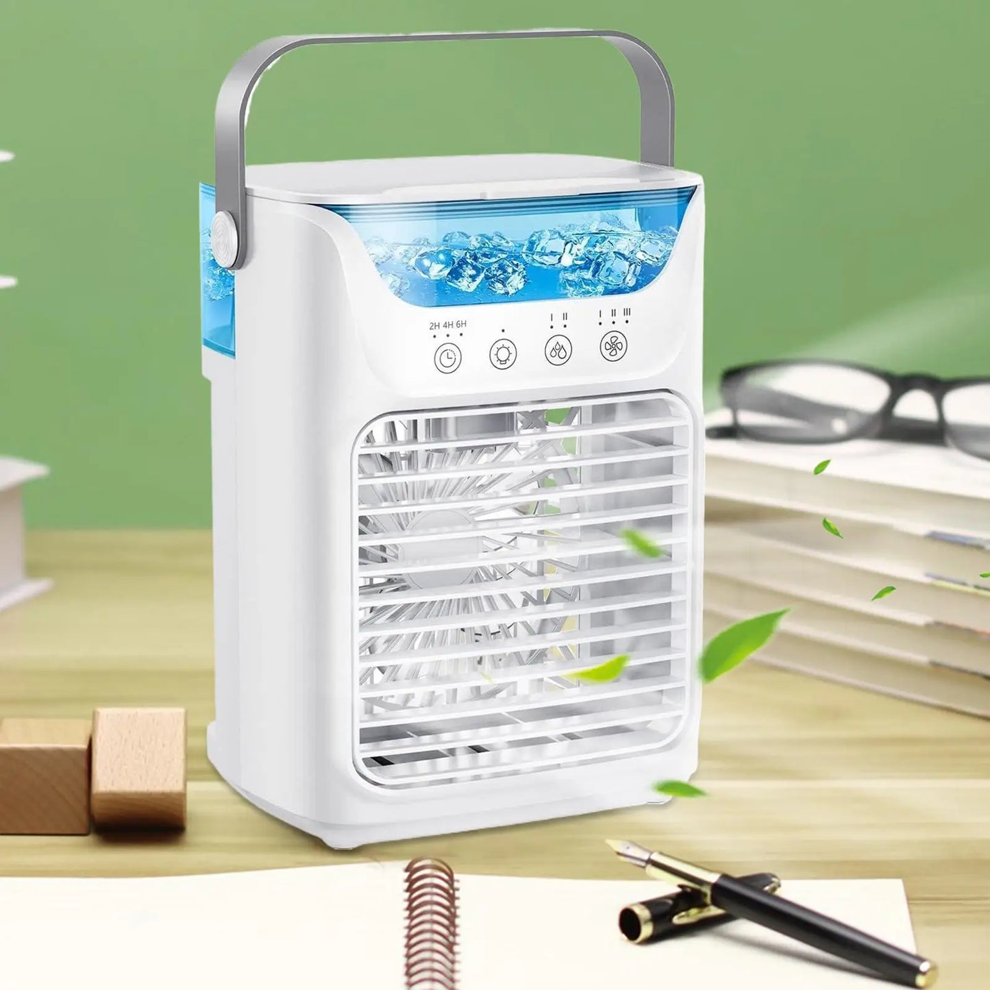 Portable AC Fan Portable Mist Water Spray Fans 3 Speed Misting Cooler Tool For Offices Bedside Patio Dorm Bedroom Table Camping Peaceful Pleasures Health and Wellness