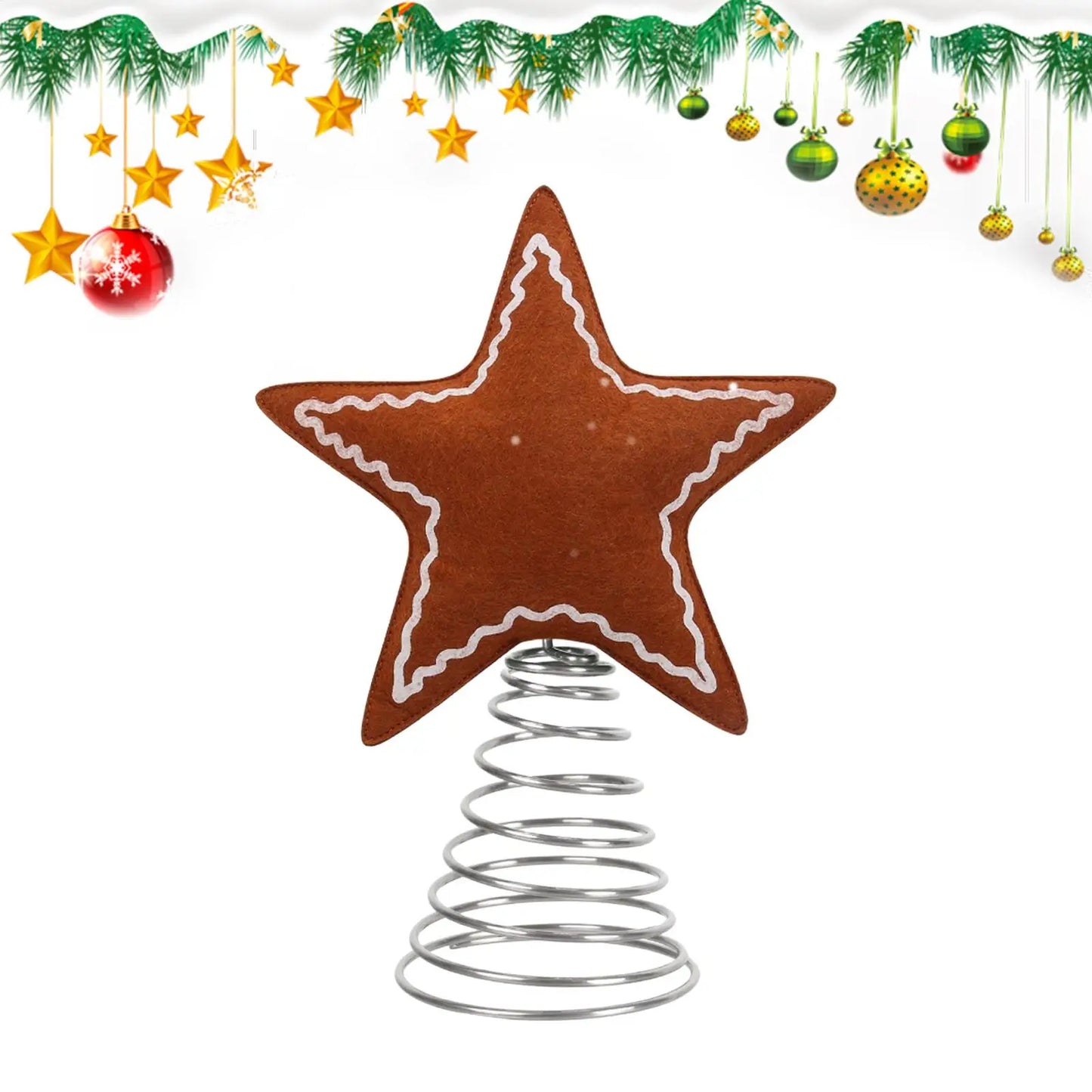Felt Christmas Tree Topper Star & Snowflake Holiday Decor