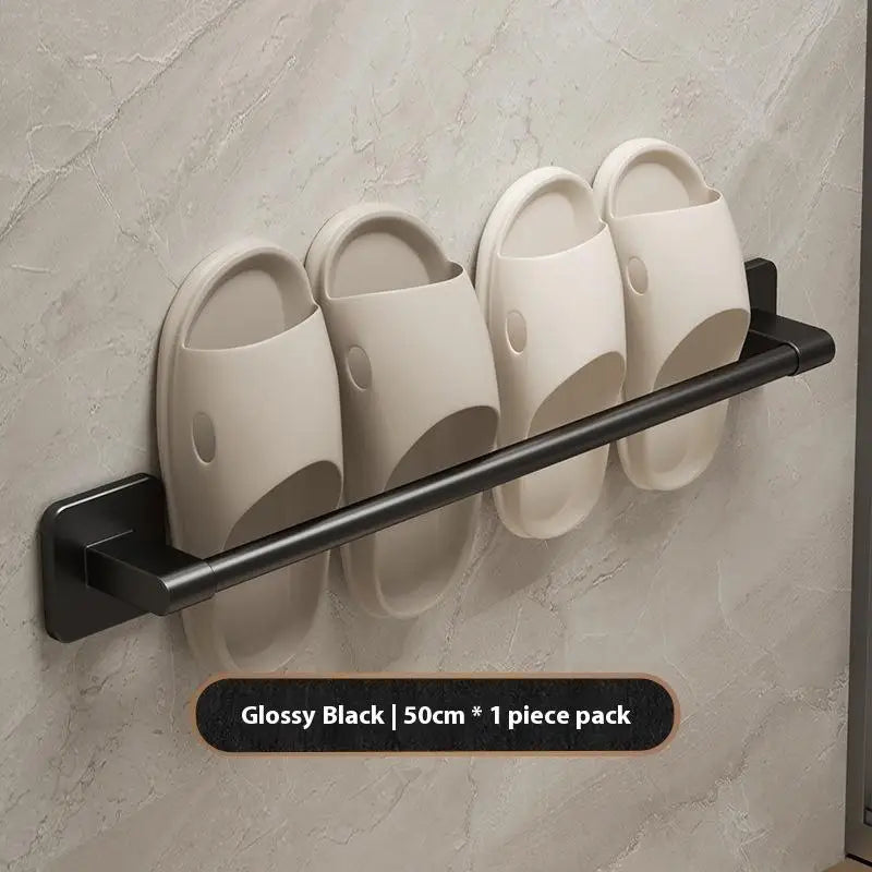 Punch-Free Wall Mount Towel Bar & Rack – No Drill Aluminum