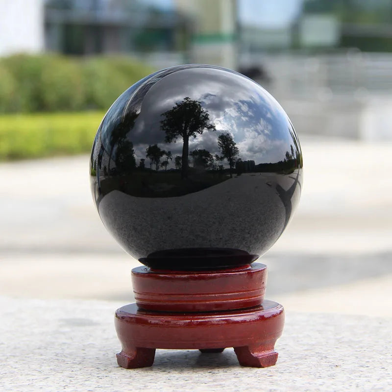 Natural Black Obsidian Crystal Ball Sphere 30/40/50mm Décor
