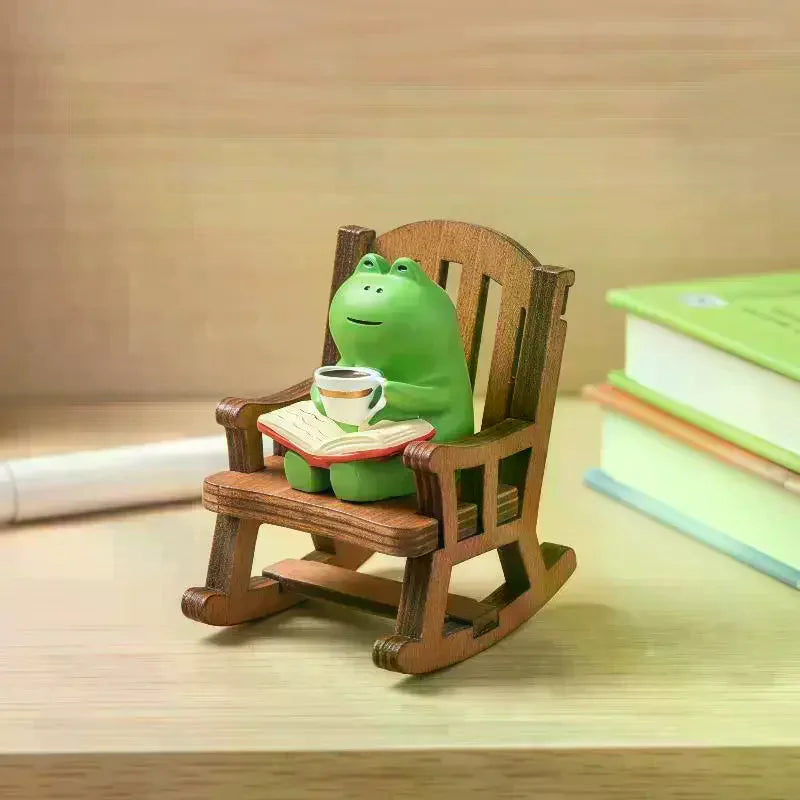 Mini Frog Resin Ornament Japanese Rocking Chair Cute Home Office Room Car Desk Decoration Peaceful Pleasures Health and Wellness Default Title