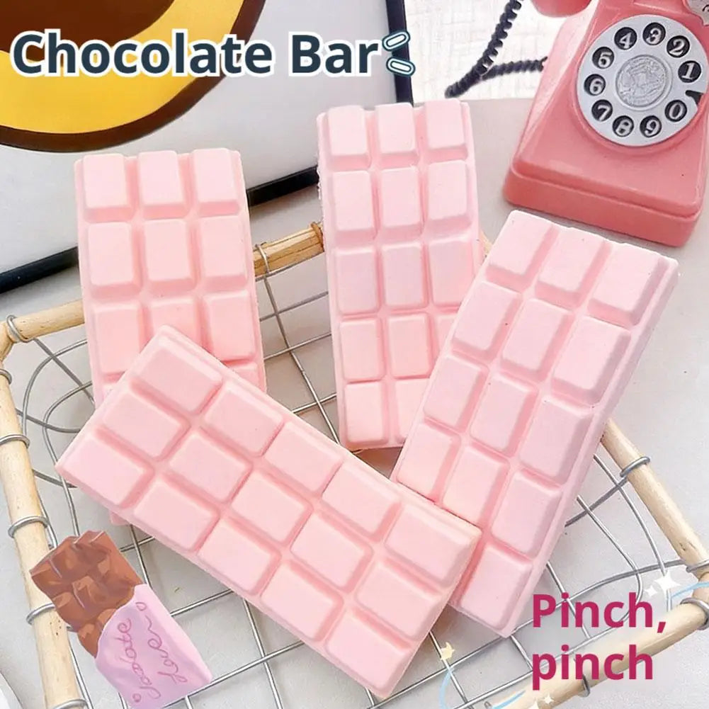 Pink Chocolate Bar Squishy Toy – Slow Rising Fidget Squeeze