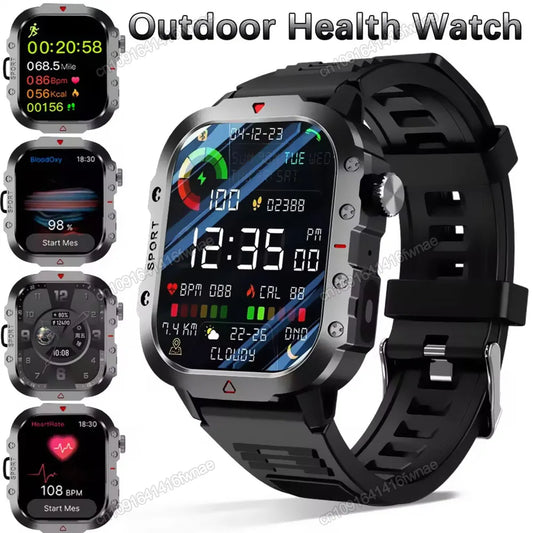 Outdoor Military GPS Smart Watch Men Flashlight Waterproof Outdoor Sports Tracker Bluetooth Calls Smartwatch Man Women 2025 New Peaceful Pleasures Health and Wellness