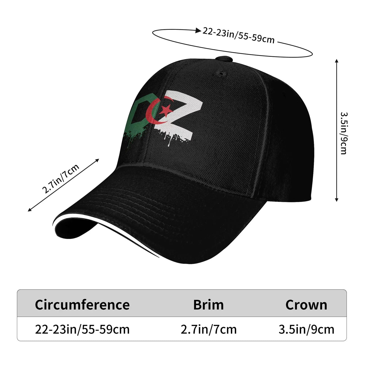 Summer DZ Algeria Algerian Flag Baseball Cap Outdoor Sports Trendy Design Sun Trucker Hat Men Women Sunscreen Snapback Cap Peaceful Pleasures Health and Wellness