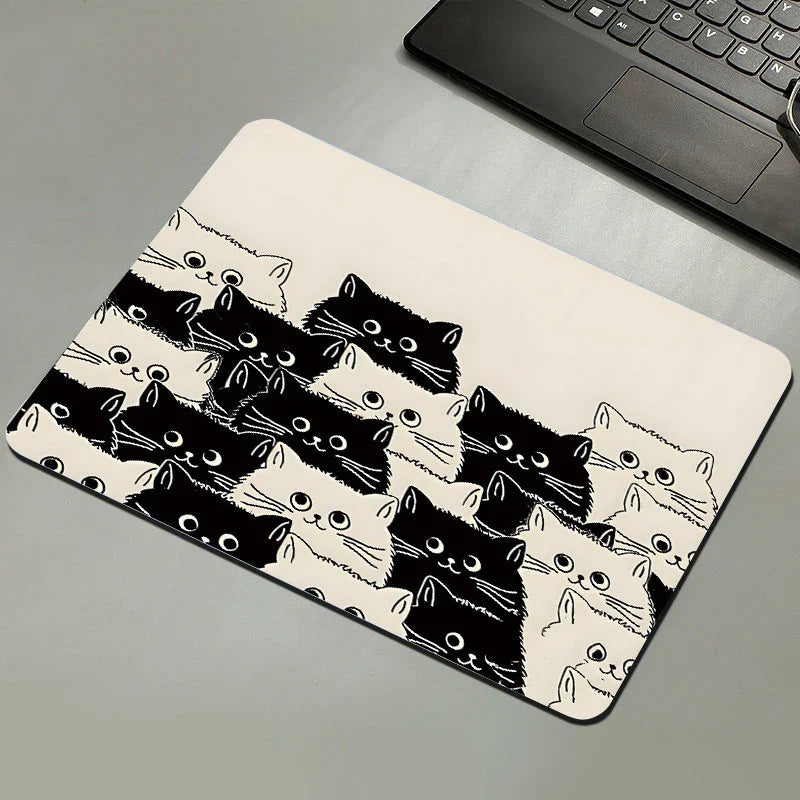 Black Cat Mousepad – Non-Slip Natural Rubber Desk Mat