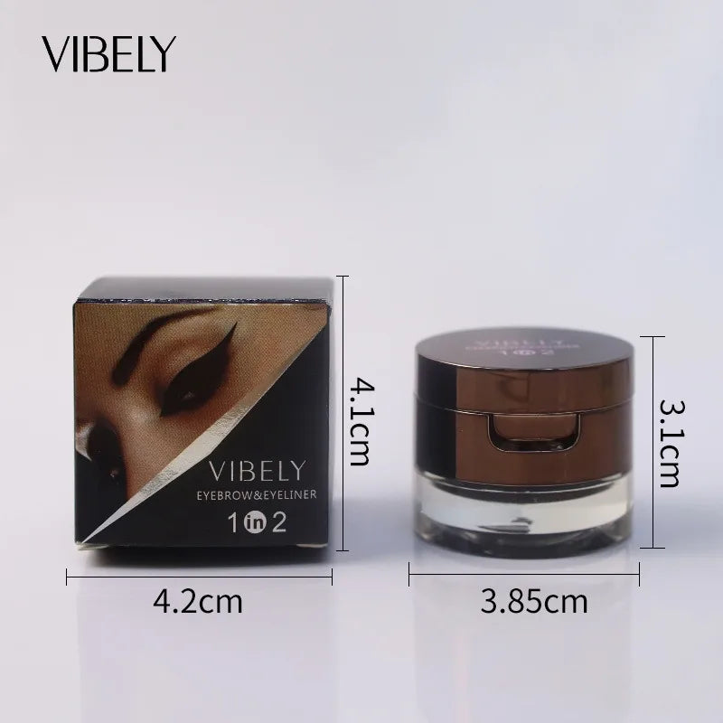 2-in-1 Eyebrow Powder & Eyeliner Gel | Waterproof Dual Brush
