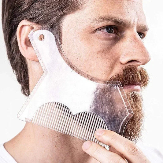 New Innovative Design Beard Shaping or Stencil with Full-Size Comb for Line Up Tool Trimming Shaper Template Guide for Shaving Peaceful Pleasures Health and Wellness