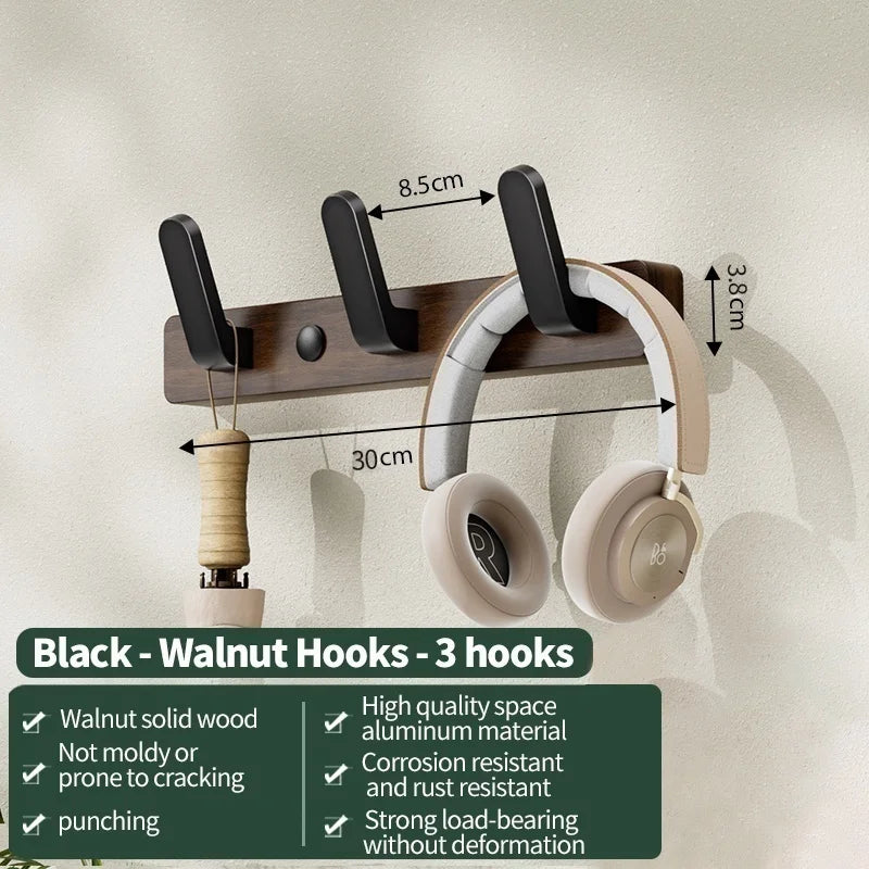 Wood & Aluminum Wall Hook | Coat Hanger for Kitchen & Bathroom