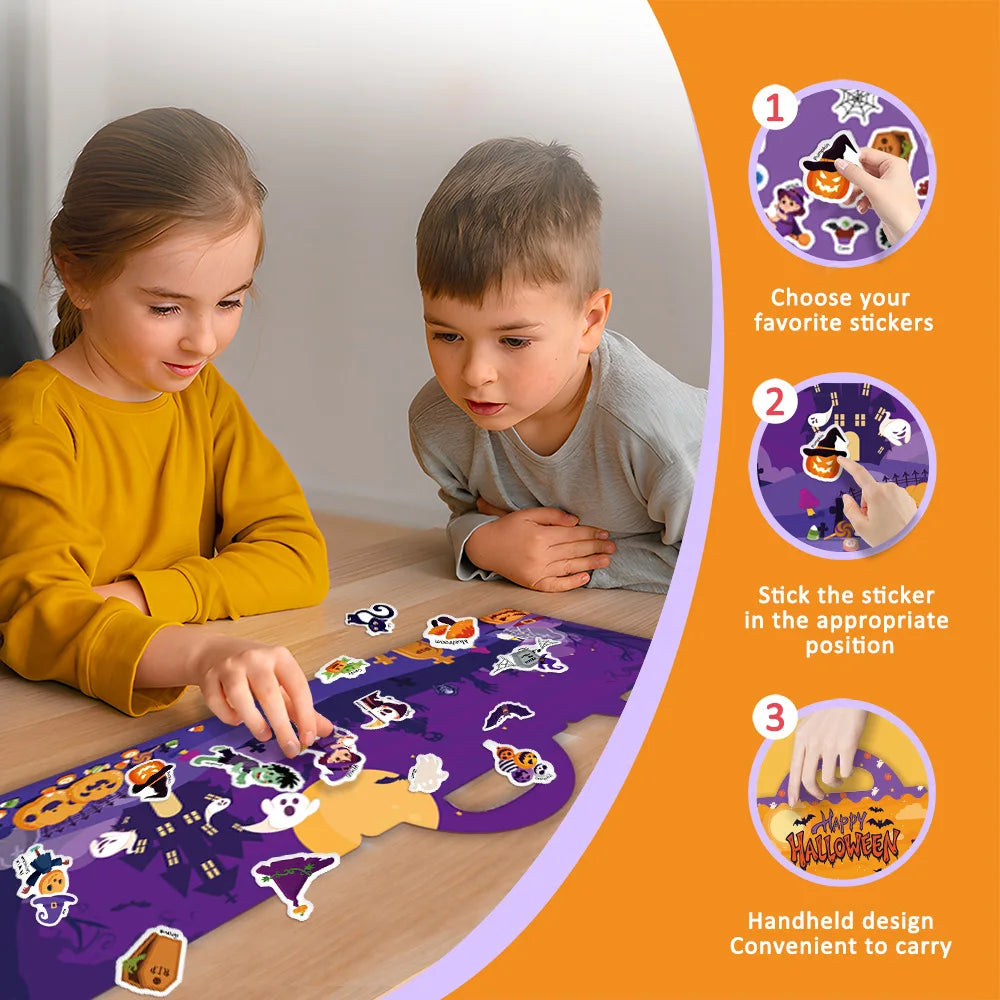 Reusable Sticker Book Kids 3-6 Halloween Christmas Early Learning