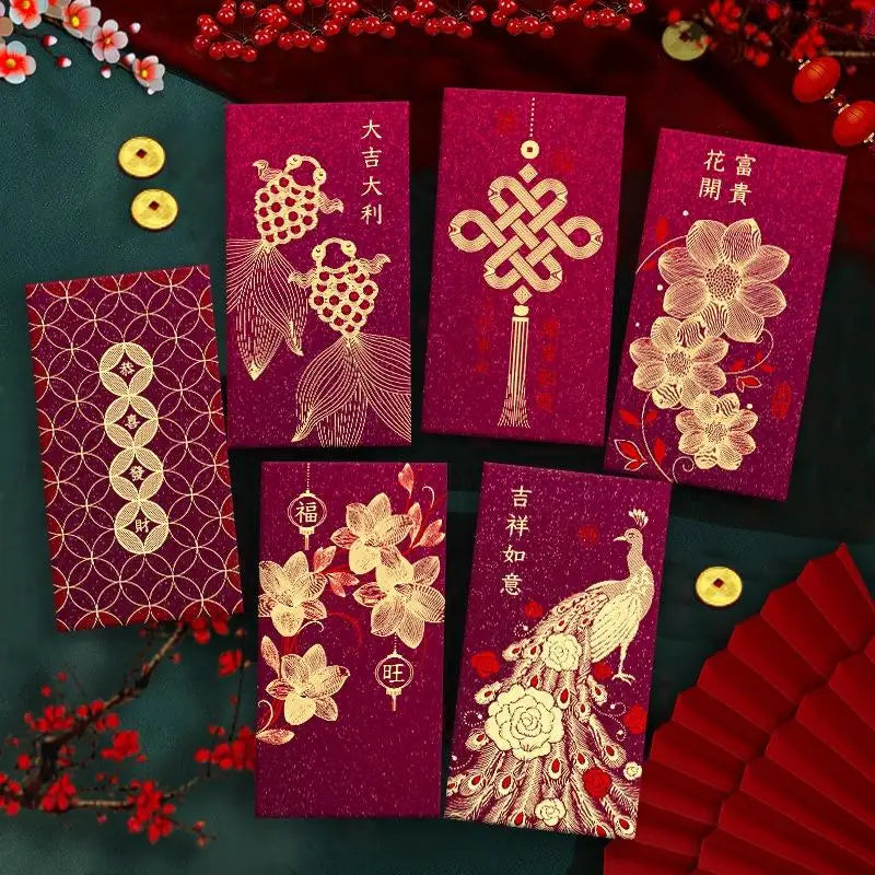 2026 Horse Year Red Envelopes – 6-Pack Lucky Money Bags