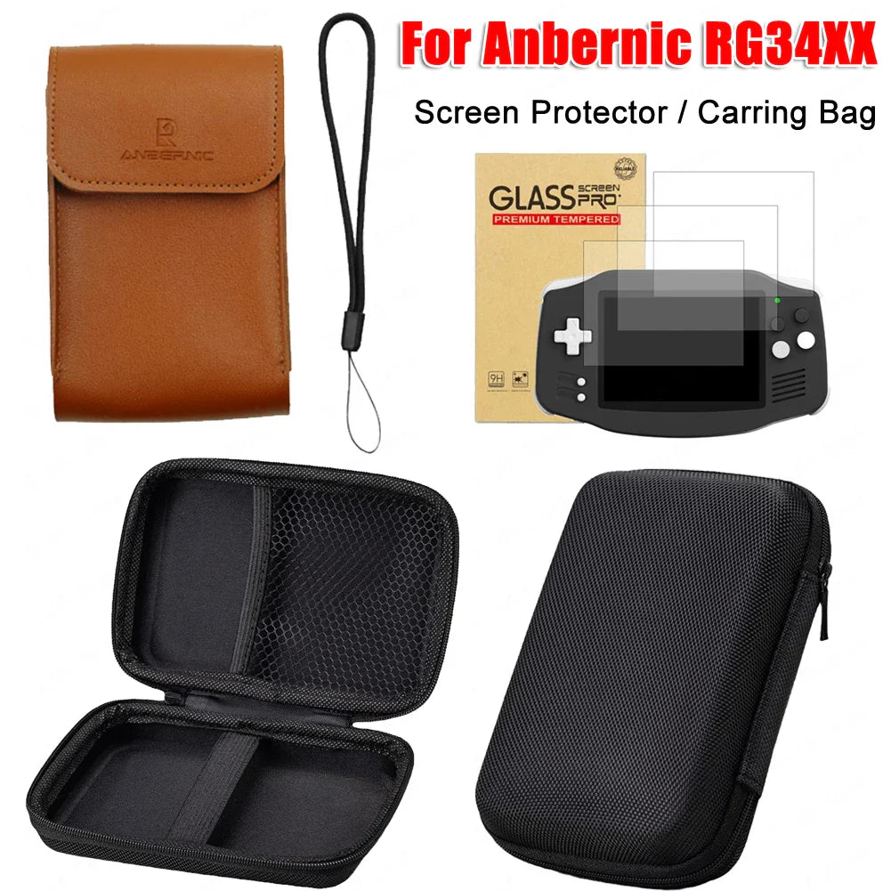 Anbernic RG34XX Screen Protector & Carrying Case Kit