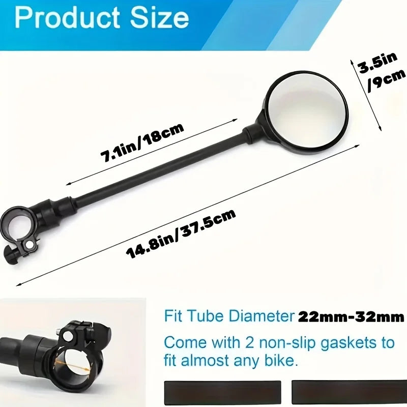 360° Adjustable Bicycle Handlebar Rearview Mirrors – 2pcs HD Convex