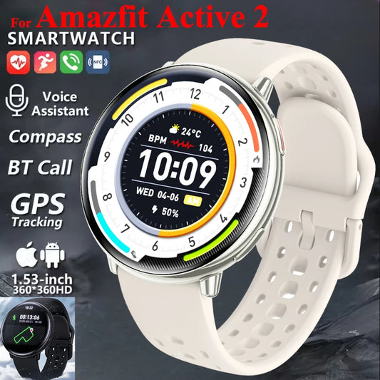 For Amazfit Active 2 GPS Smart Watch Men Women Ai GPT Amoled Waterproof Sport SmartWatch Compass NFC BT Call Watches for Peaceful Pleasures Health and Wellness