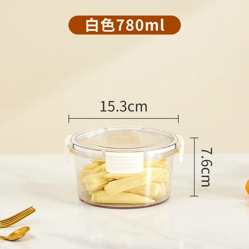 Portable Lunch Box for Kids School Microwave Transparent Bento Box with Compartments Salad Fruit Food Sealed Jar Container Box Peaceful Pleasures Health and Wellness 780ml White