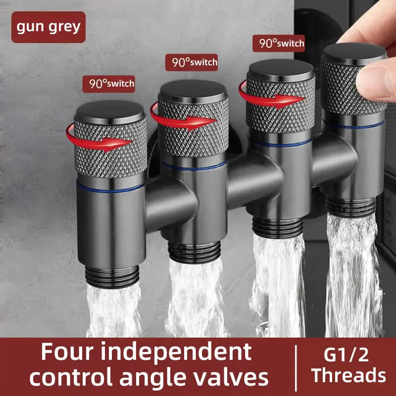 5-Way Angle Valve | 1-Inlet 4-Outlet Water Distribution Valve