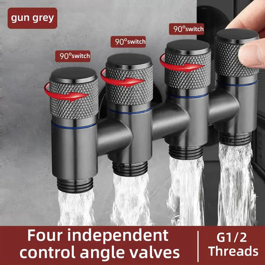 5-Way Angle Valve | 1-Inlet 4-Outlet Water Distribution Valve Water Distribution Valve Peaceful Pleasures Health and Wellness Grey G1/2