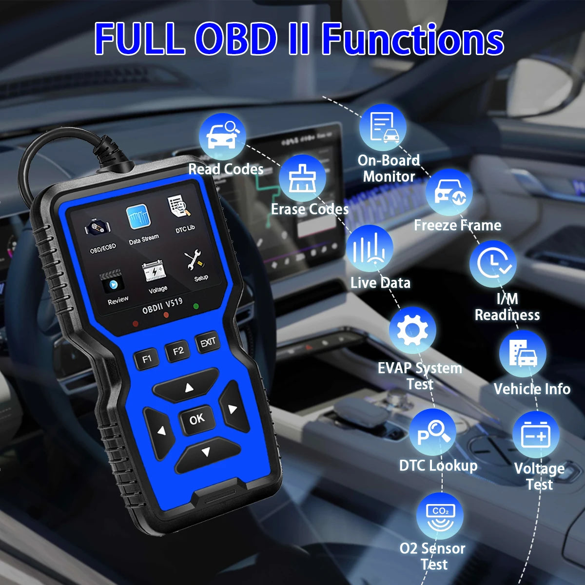 V519 OBD2 Diagnostic Tool – Code Reader for 1996+ Vehicles