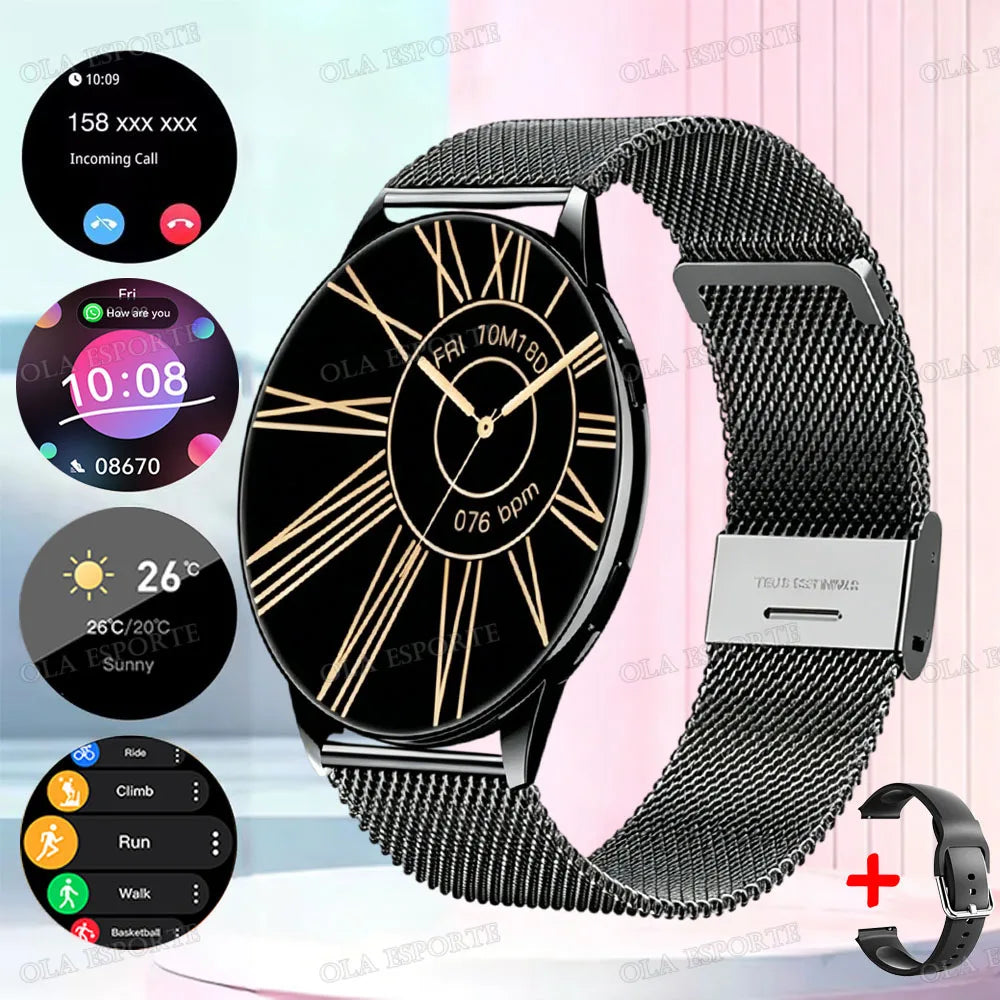 Smart watch with full touch screen, call, message reminder, music control and other functions, compatible with iPhone/android Peaceful Pleasures Health and Wellness Bk22Milan